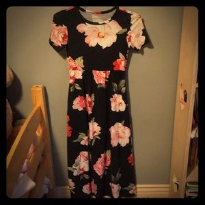 Black Flowered Long Maxi Dress